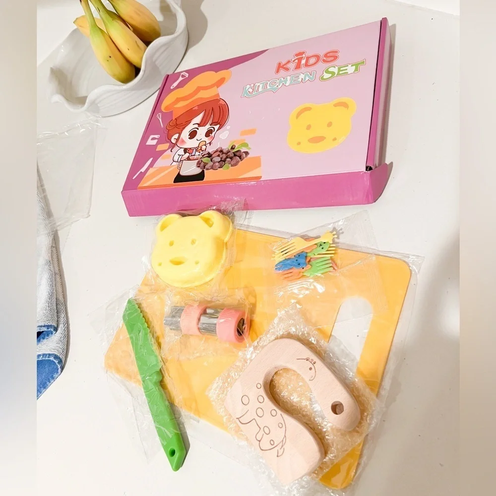 New Kids Safe Kitchen Tool Set Wooden Knife & Accessories | Montessori Cooking